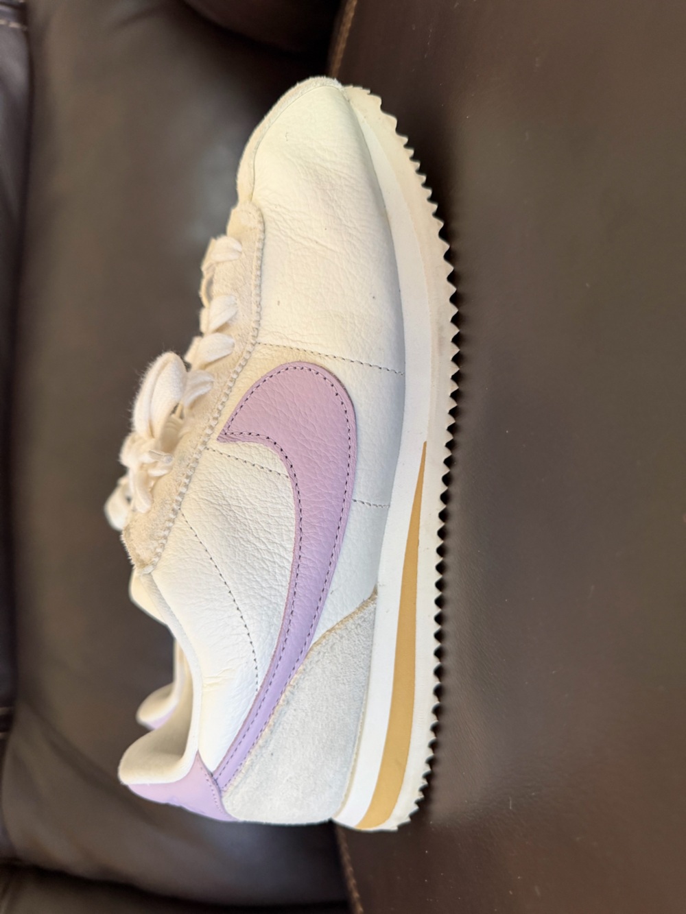 Nike Women’s White Cortez with Lavender Swoosh